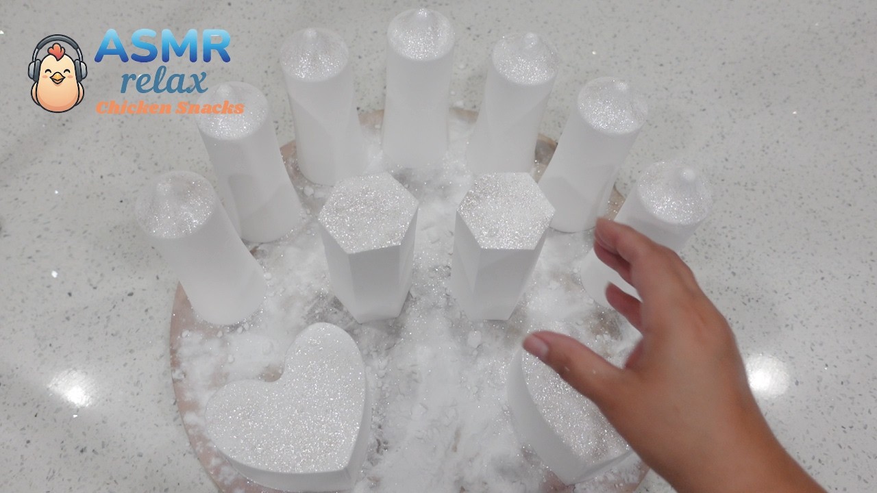 ASMR Glittery White Baking Soda Towers and Hearts