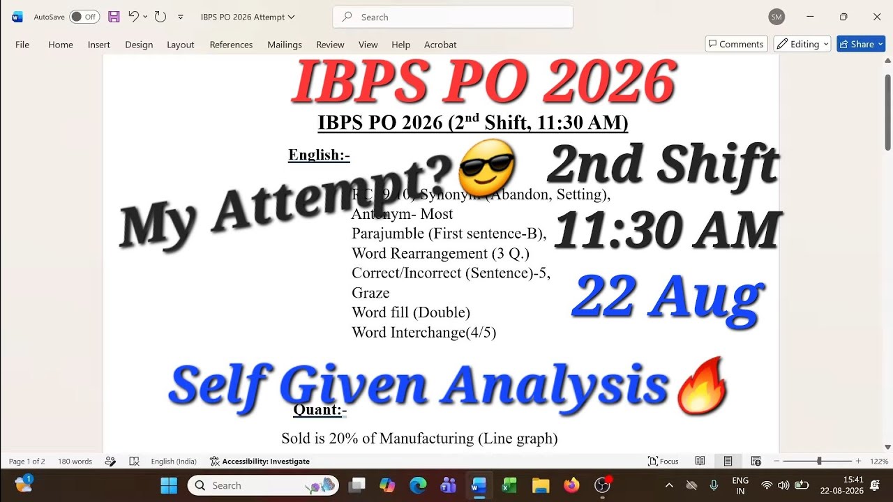 IBPS PO 2026 2nd Shift Paper Analysis 🔥 Level? | My Attempts? | Exact Answers🔥 #ibpspo