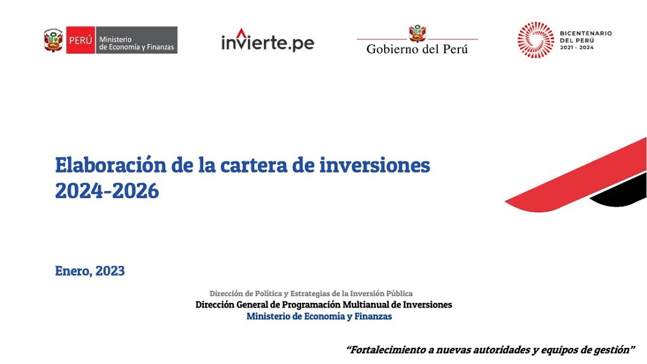 DGPMI: Elaboración de la cartera de inversiones 2024 - 2026
