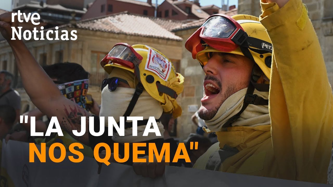 Los BOMBEROS FORESTALES PROTESTAN en LE&Oacute;N: PIDEN m&aacute;s MEDIOS y PROFESIONALIZAR el SECTOR | RTVE