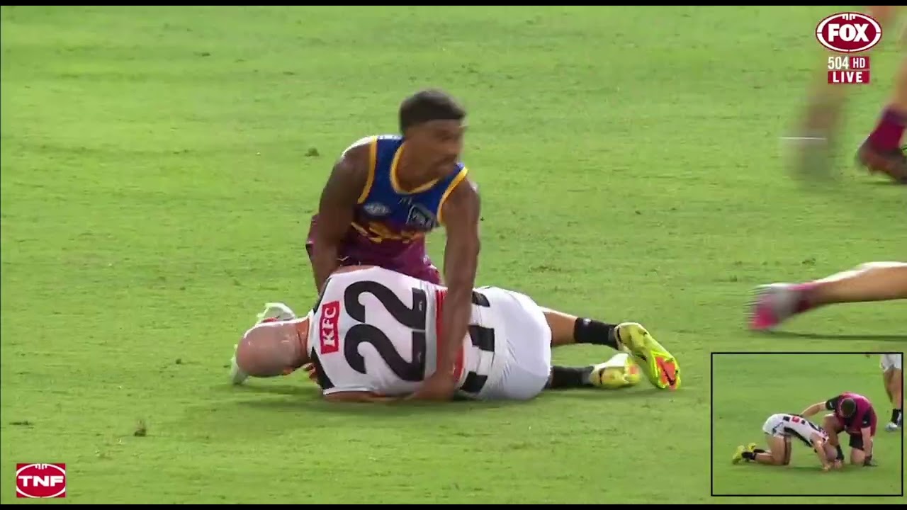 Keidean Coleman with a huge hit on Steele Sidebottom - AFL 2026 - Lions vs Pies