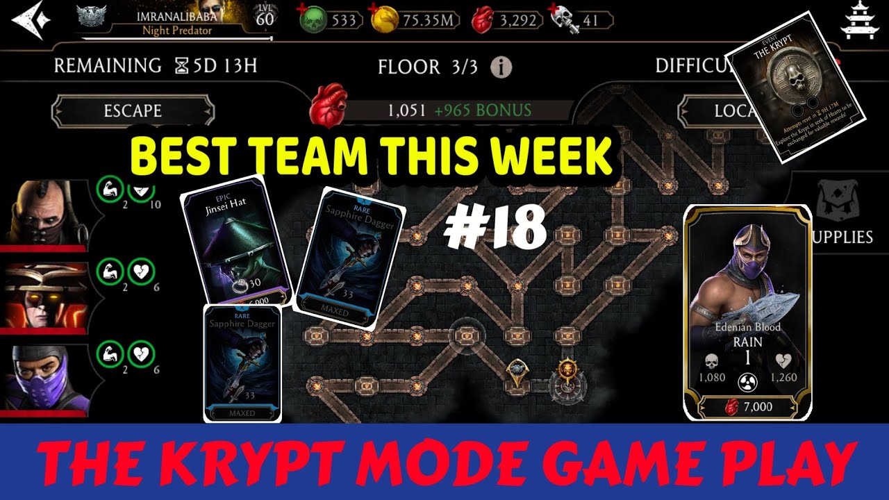 Krypt Mode Game Play | Elder Or Hard  Bosses | Mk Mobile