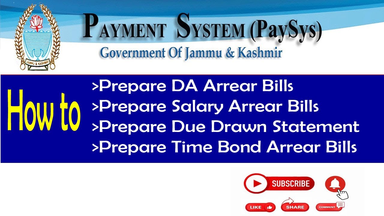 How to Prepare DA Arrear Bill in JKPAYSYS || Arrears bill in jkpaysys || DA ARREARS WITH NPS BILL