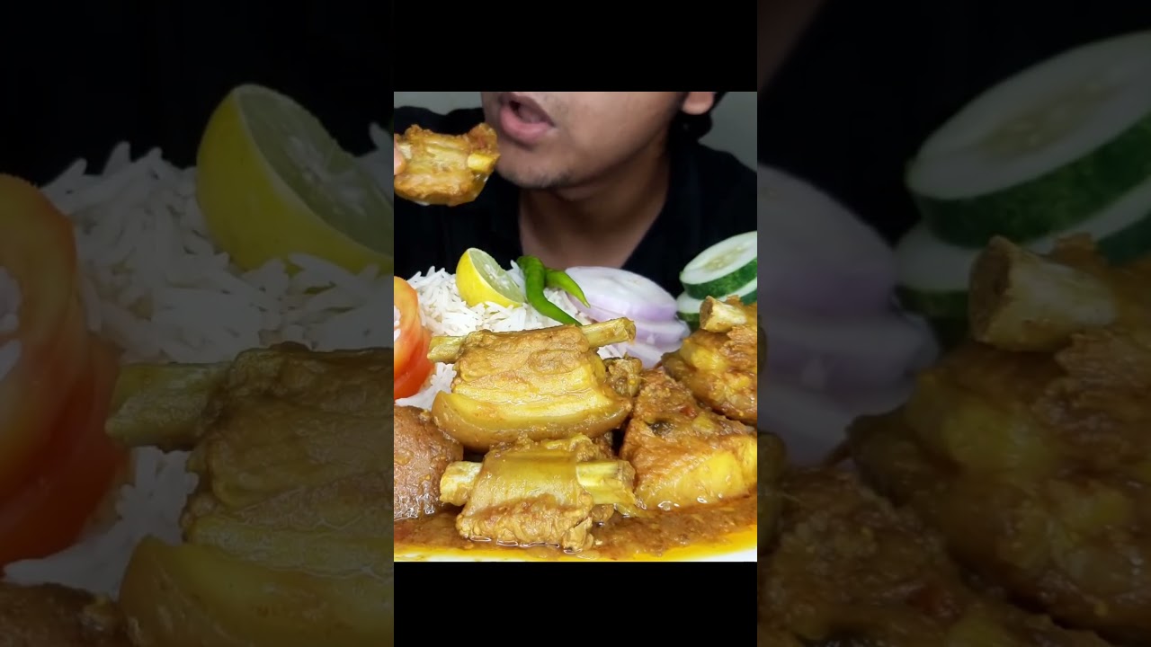 ASMR : Eating Spicy 🥵 Pork Curry, 🔥With Rice, 😋  lemon 🍋 Green chilli 🌶️ || ASMRSHOW || MUKBANG ||