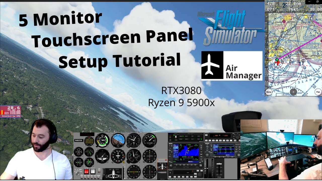 MSFS2020 5 Monitor, Triple Monitor, Touchscreen Instrument Panel, Air Manager + Knobster Tutorial