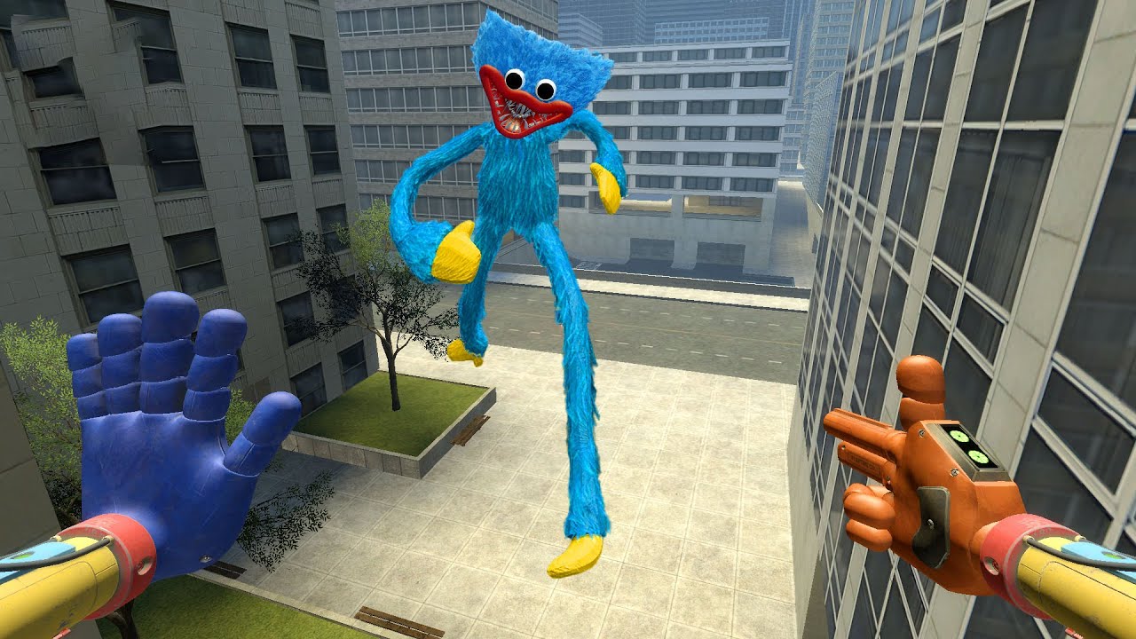 GIANT SCARY HUGGY WUGGY FROM POPPY PLAYTIME ATTACKS BETWEEN SKYSCRAPERS THE CITY ! | GARRY’S MOD