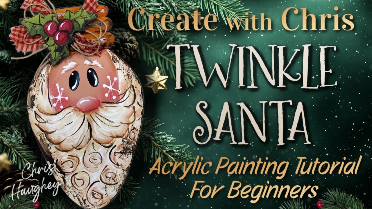 Twinkle Santa Ornament Acrylic Painting Tutorial by Chris Haughey