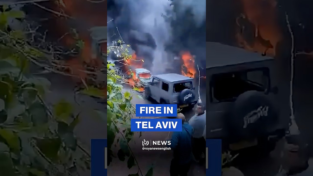 Vehicles catch fire in Tel Aviv following recent Iranian strikes