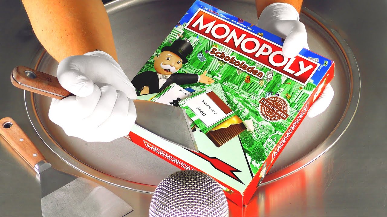 MONOPOLY Ice Cream Rolls | satisfying Food Art & smashing and scratching Sounds - Board Game ASMR