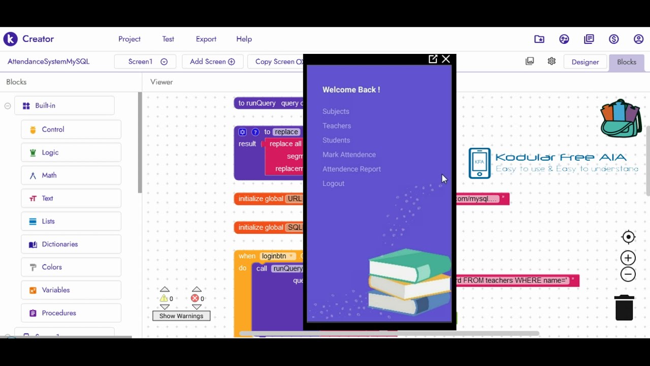 Kodular: Attendance Management System [Free AIA]
