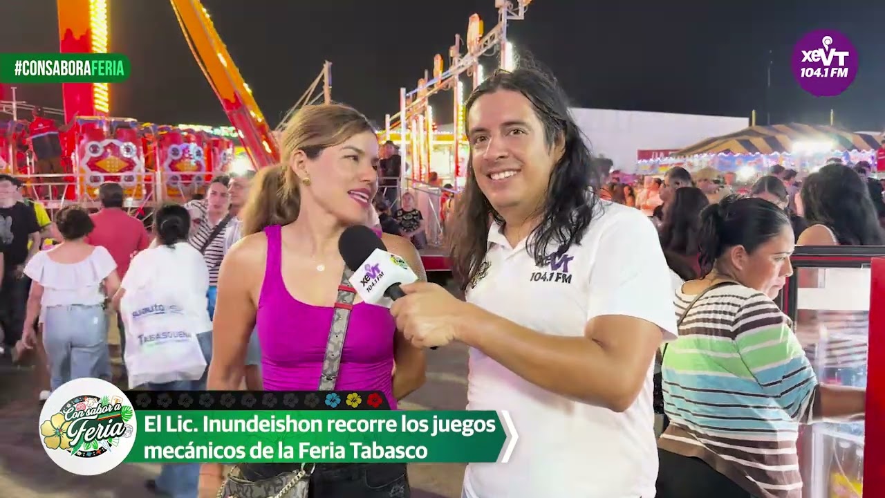 El Lic. Inundeishon  recorre los  juegos mecánicos  de la Feria Tabasco