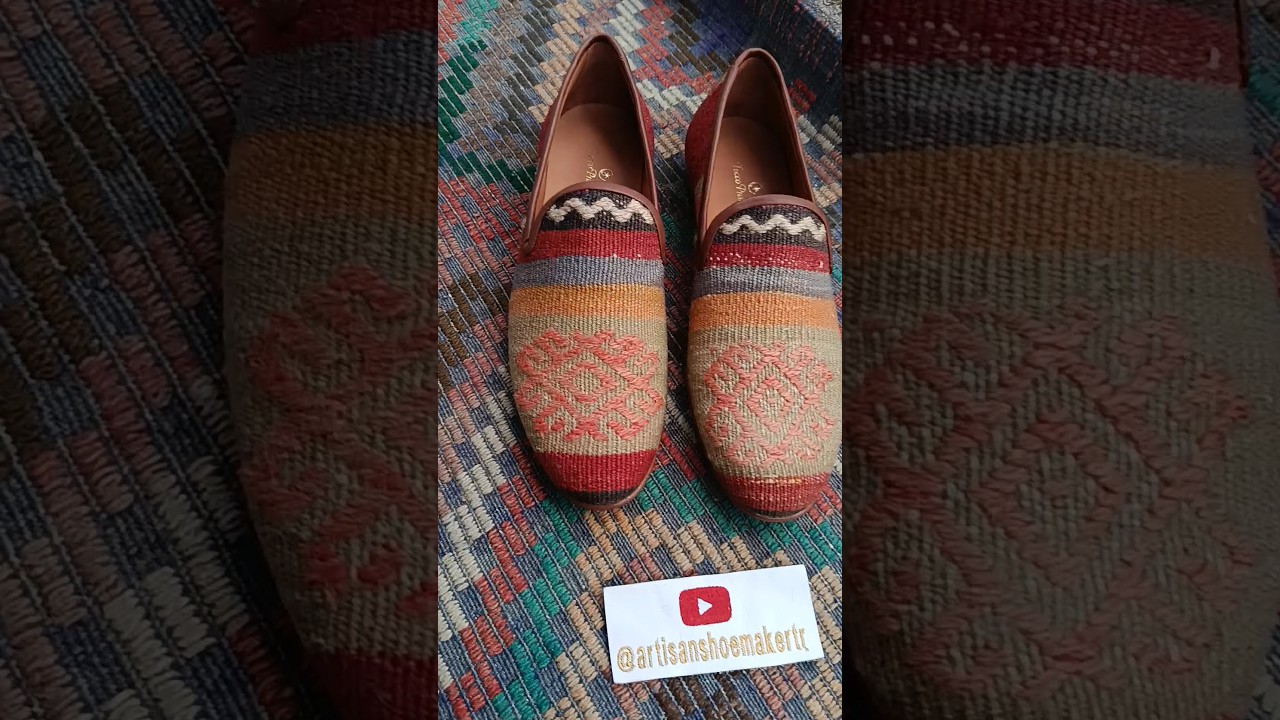 Handmade Turkish Kilim Loafers Size 47 – Leather Sole Artisan Shoes from Istanbul