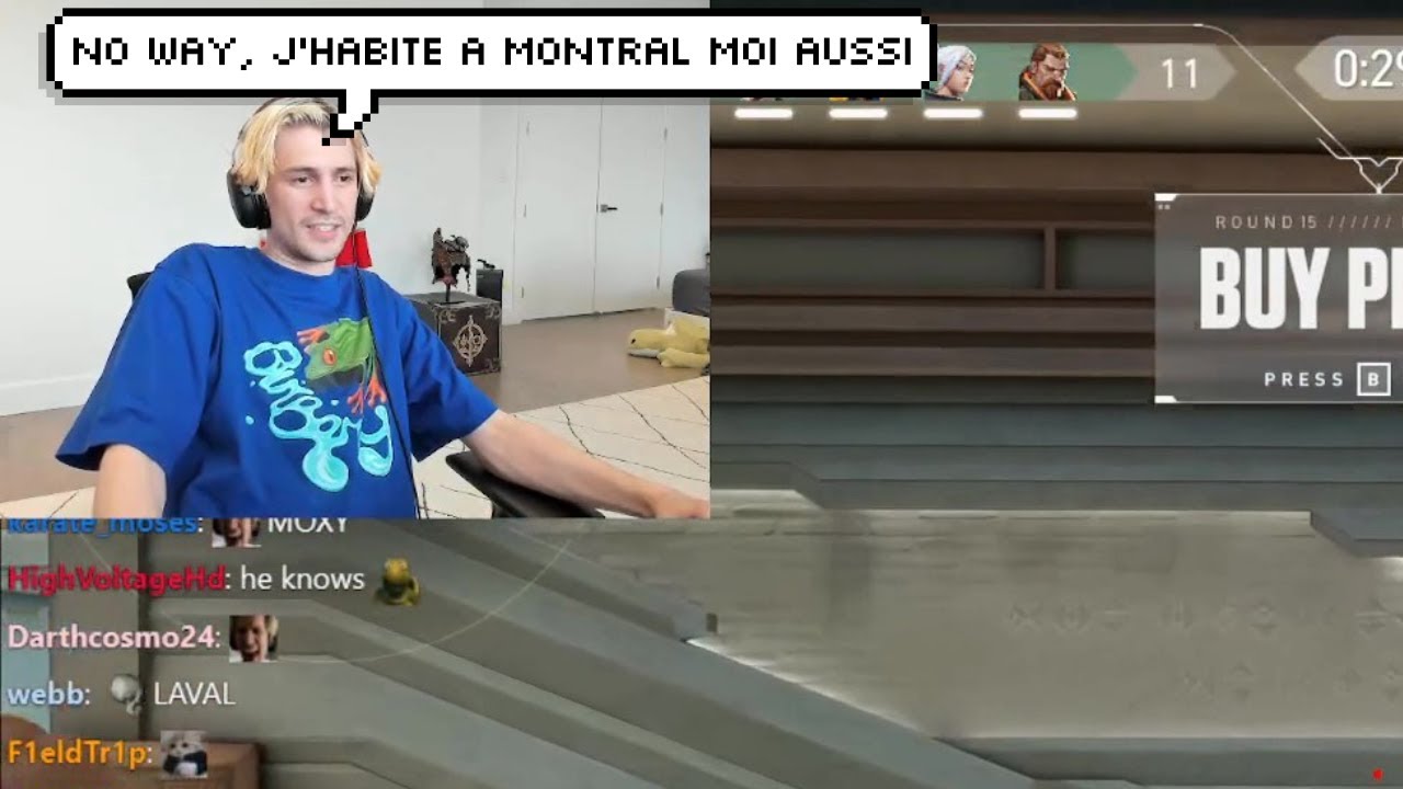 xQc speaks French with a teammate in Valorant