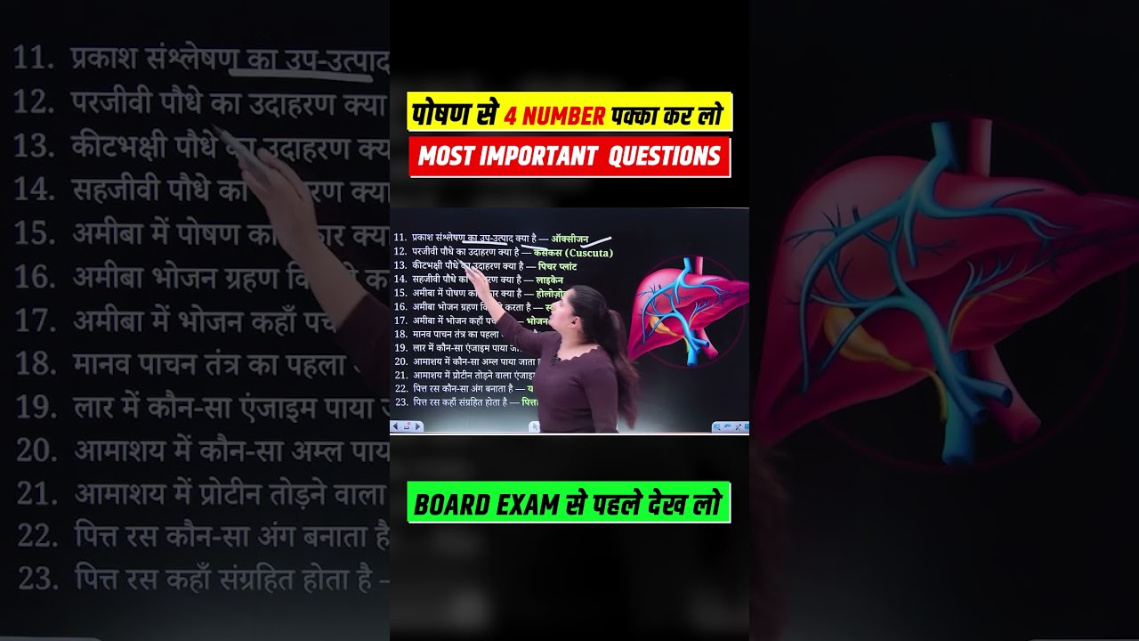 पोषण से 4 number पक्का कर लो | Class 10th Science Most Important Questions | Bihar Board Exam 2026