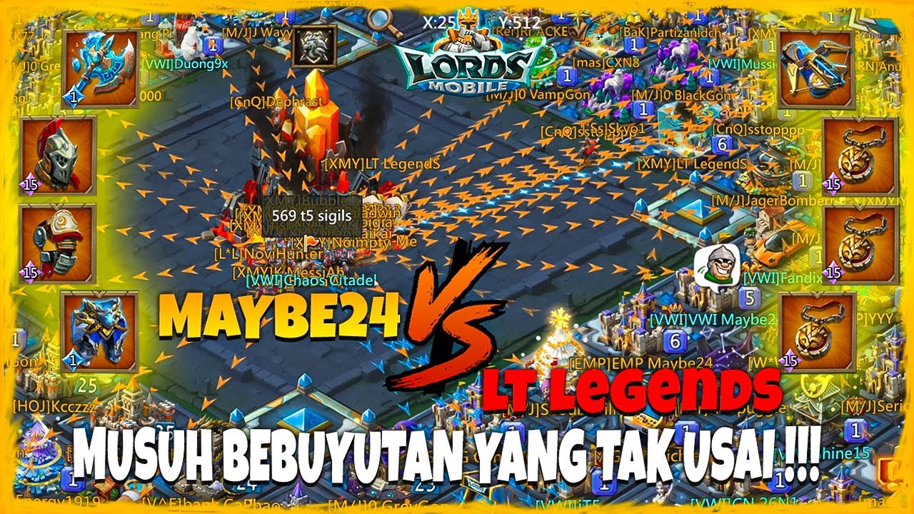 BATTLE MUSUH BEBUYUTAN Maybe24 VS LT Legends !!! PERANG TAK ADA UJUNGNYA !! - Lords Mobile Indonesia