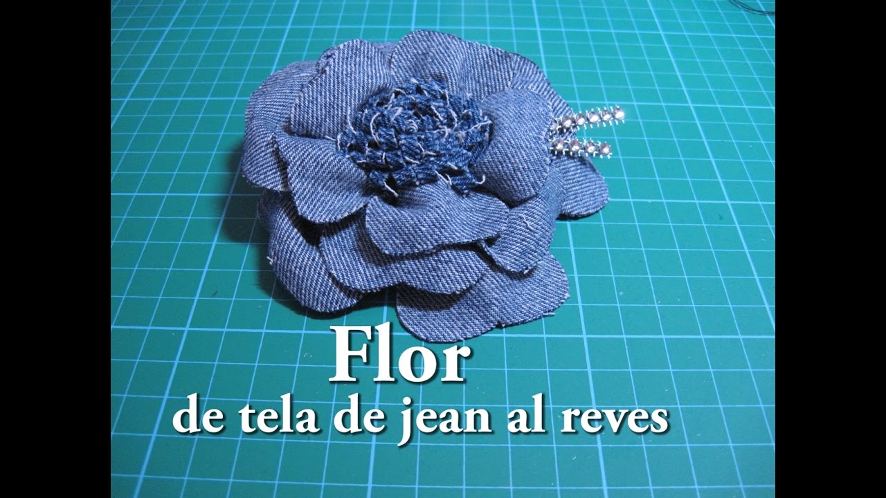 #DIY -#Flor de tela de jean al reves #DIY - # Flower jean fabric backwards