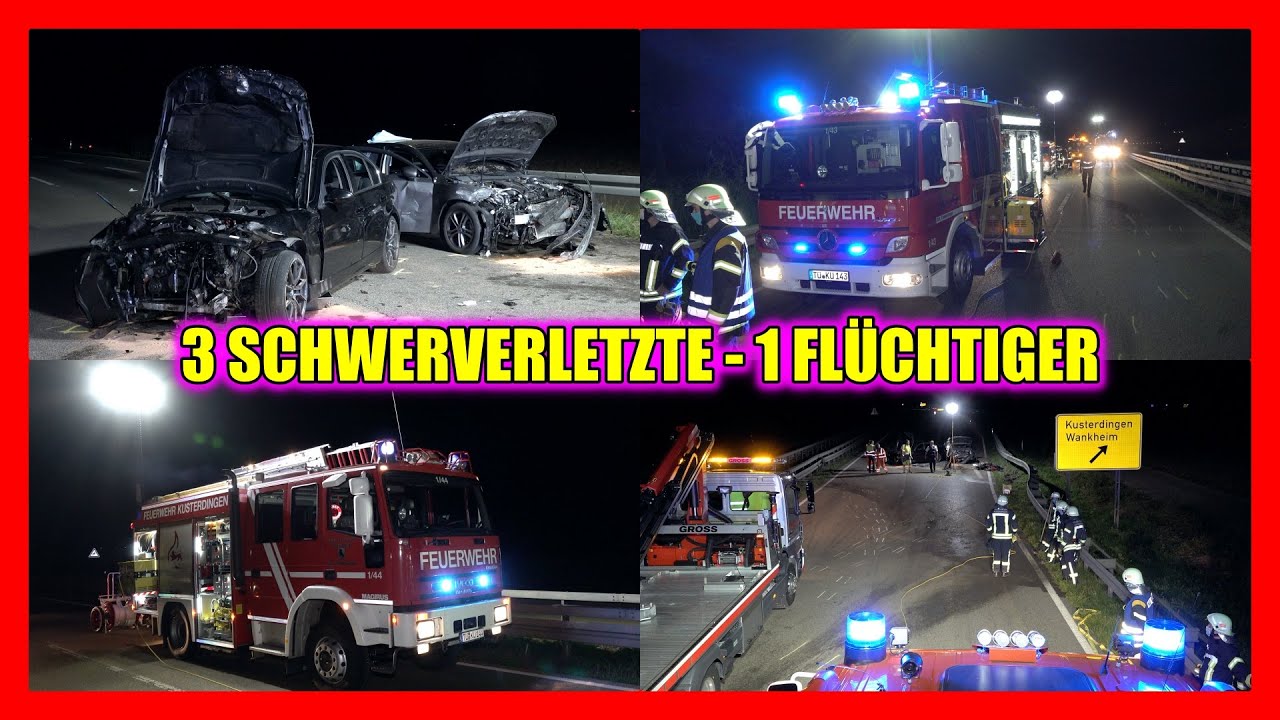 [3 SCHWERVERLETZTE - 1 FLÜCHTIGER] - SCHWERER UNFALL auf B28 🚒 FEUERWEHR KUSTERDINGEN im Einsatz [E]