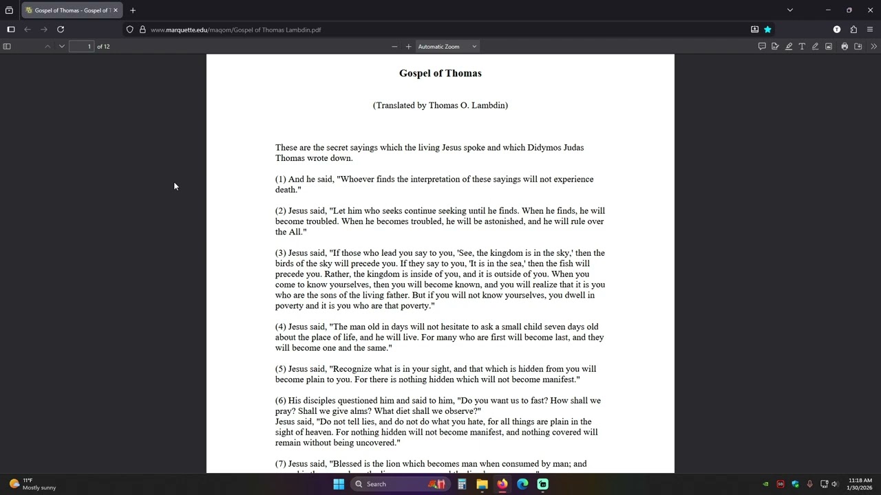 Gospel of Thomas - Part 1