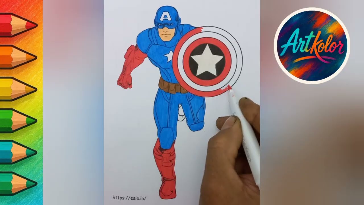 Captain America Coloring Art From Sketch to Color