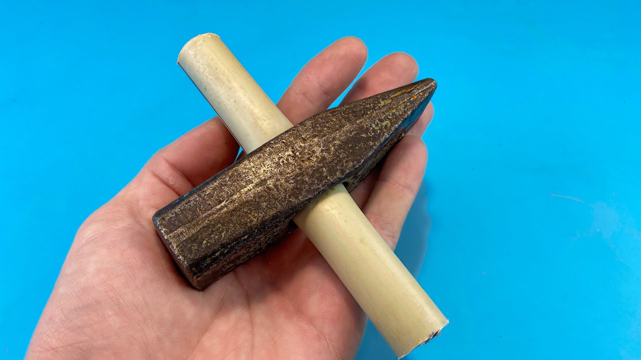 Amazing use of a hammer and plastic pipe.