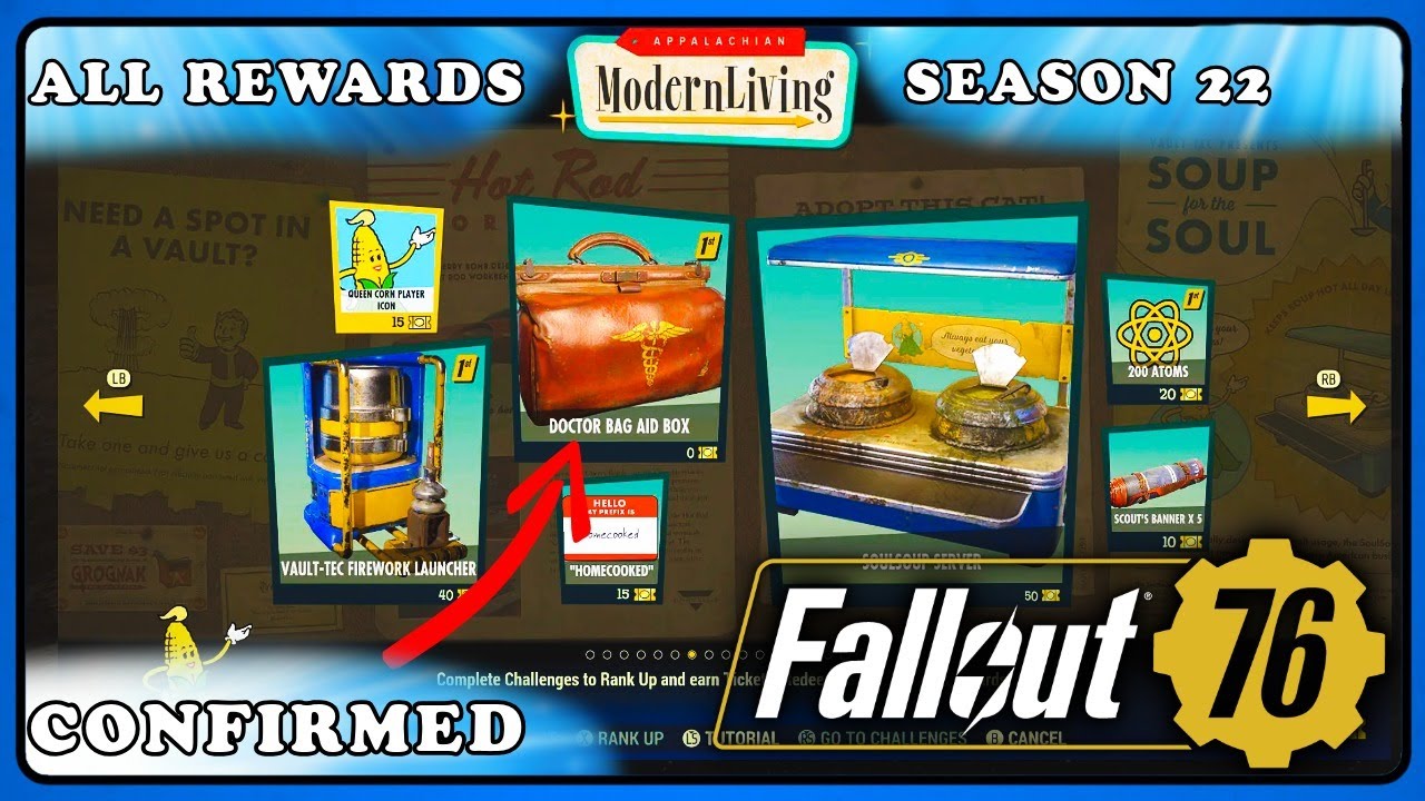 Fallout 76: Official Reward List - Season 22 Modern Living - All 17 Pages - Aid Stash Box Confirmed.