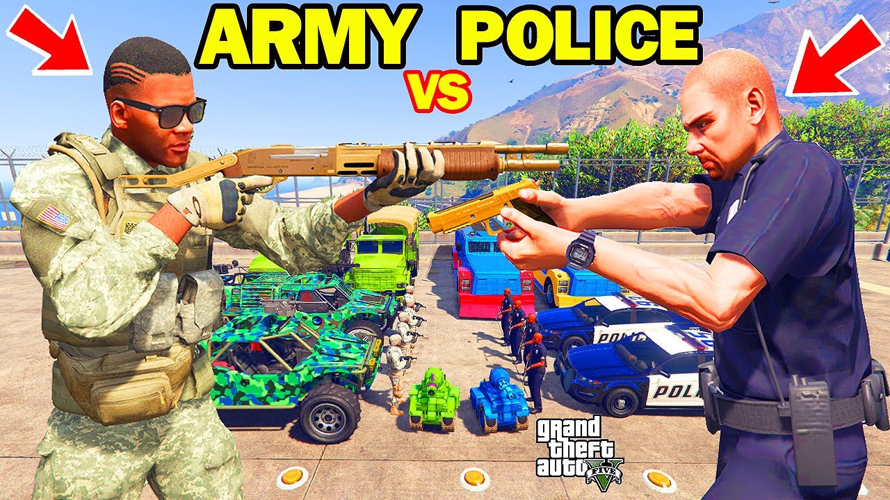 Franklin Become ARMY Chief and Fight with POLICE in GTA 5 | SHINCHAN and CHOP