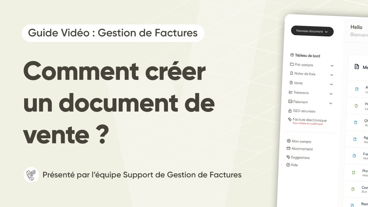 Comment créer un document de vente sur Gestion de Factures ?