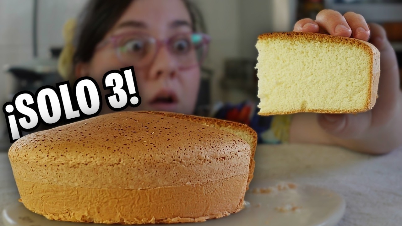 🔸BIZCOCHO sin gluten con 3 ingredientes [receta 100% con batidora]