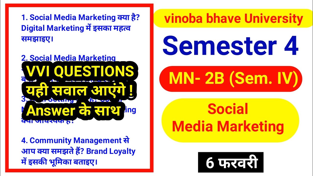 Minor 2B Semester 4 Social Media Marketing Vvi Question And Answer  VBU | 