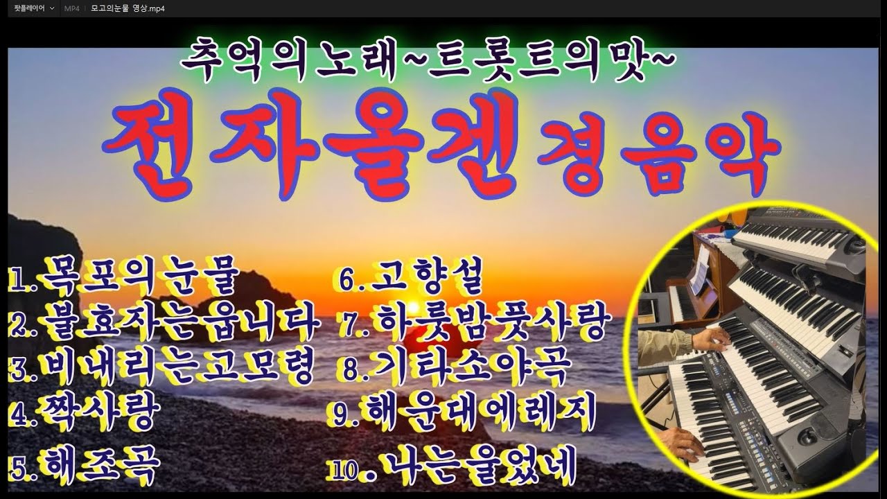 추억의명곡# 트롯트의 맛#전자올겐경음악 # 목포의눈물# 불효자는웁니다   #비내리는고모령 # 짝사랑 # 해조곡#고향설 # 하룻밤풋사랑 # 기타소야곡#해운대엘레지#나는울었네