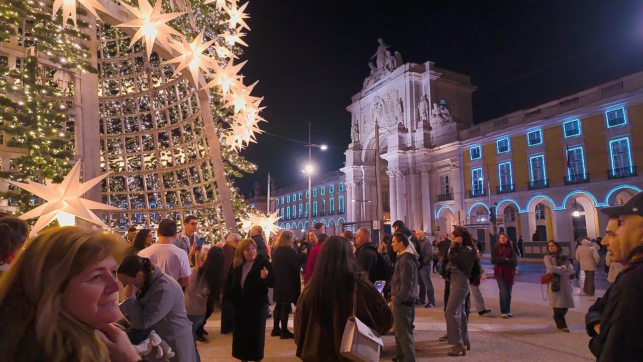 🇵🇹 Lisbon at Christmas 2025 ✨ Enchanting Nighttime Holiday Walk 4K