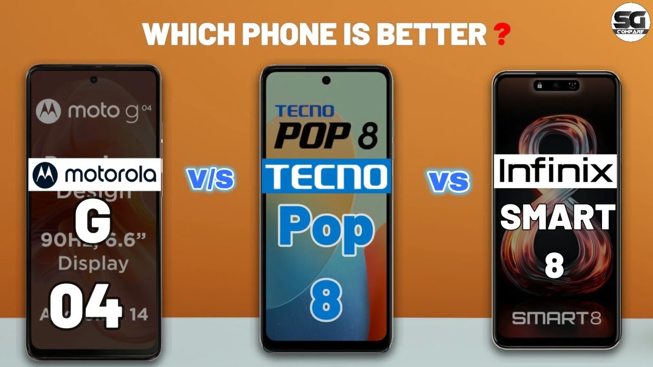 Motorola G04 vs Tecno Pop 8 vs Infinix Smart 8 : Which Phone is Better😯❓