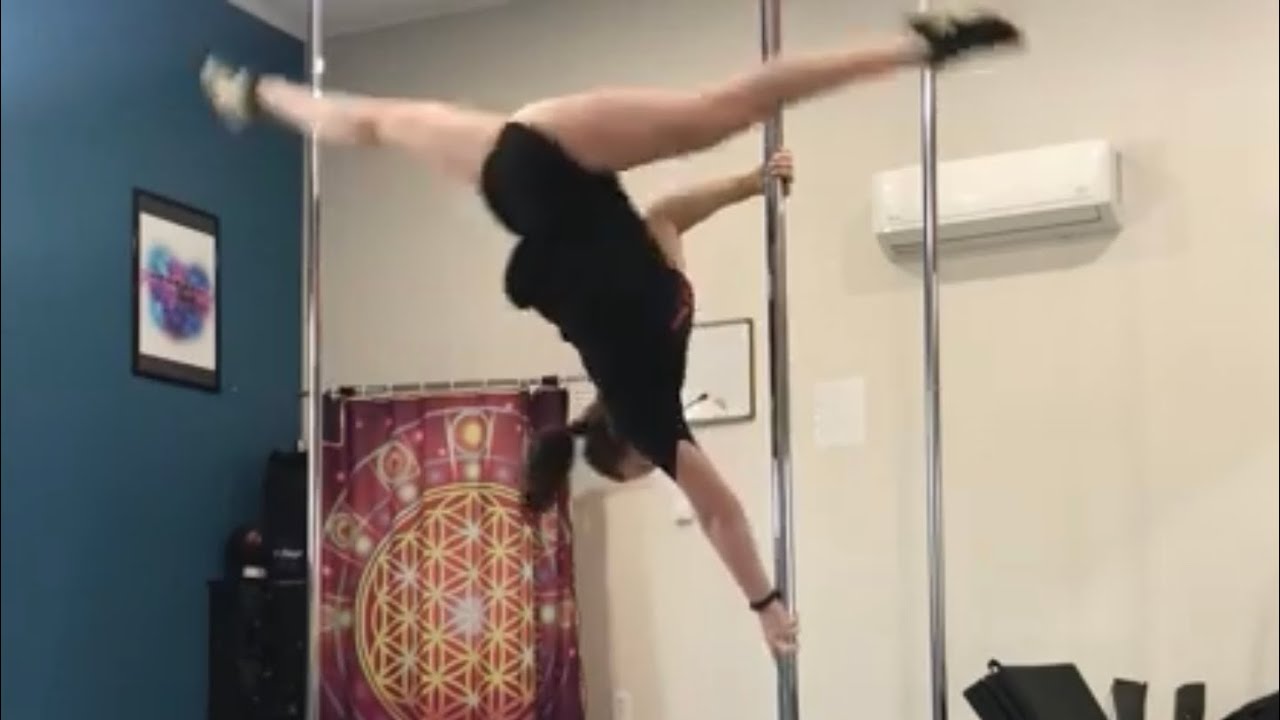 Full moon and kick over from floor pole dance tutorial