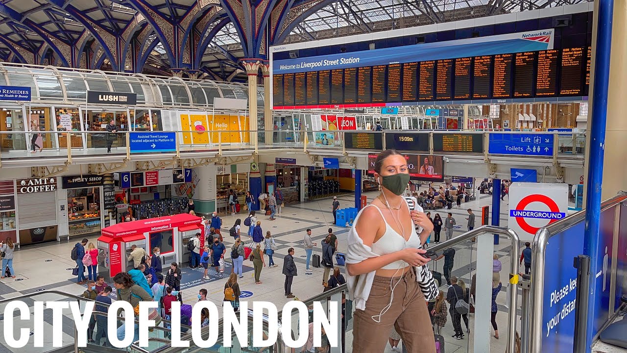Walking London’s  Summer in City of London , September 2021 [4K HDR]