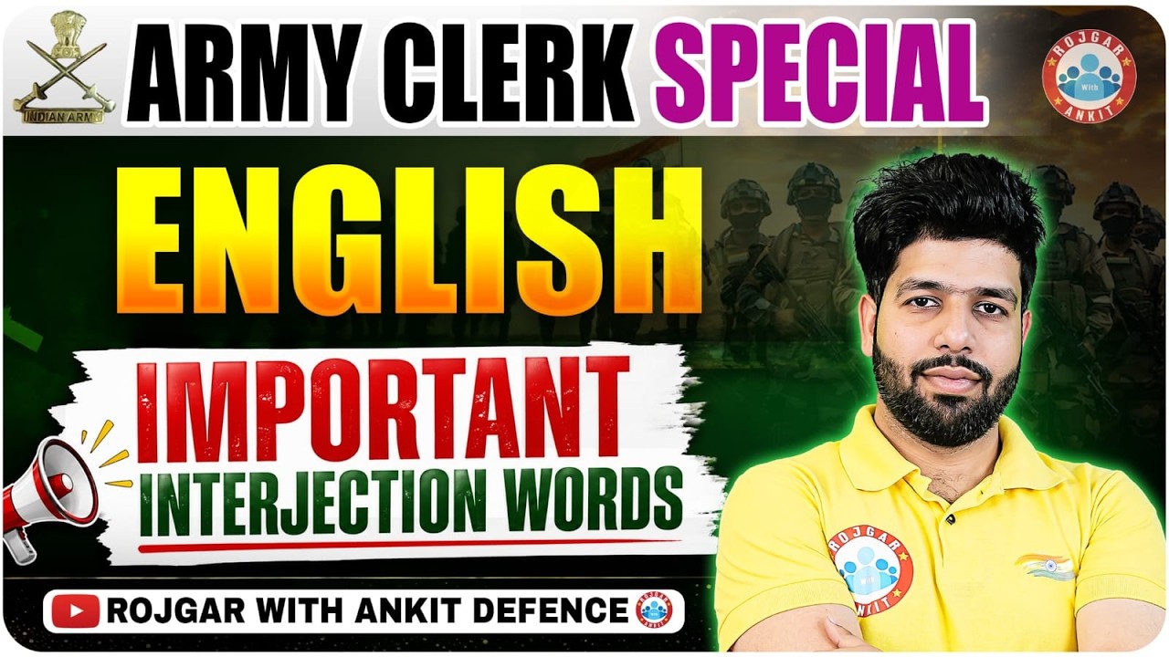 Army Clerk English Classes | Interjection Words Questions | English For Army Clerk By Anuj Sir