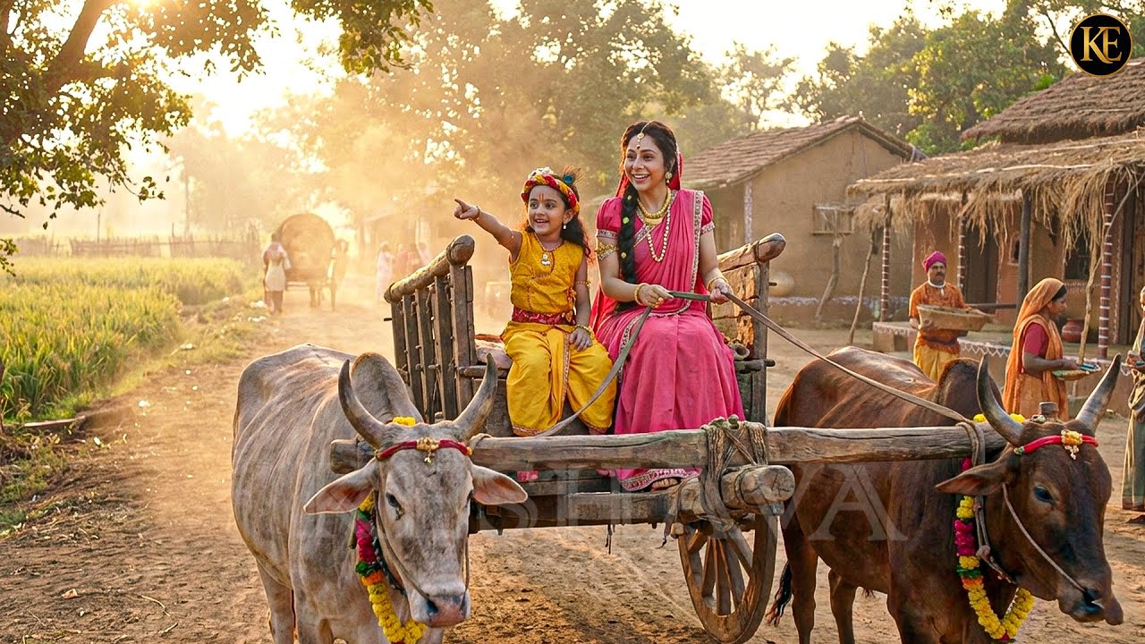 यशोदा मैया के साथ गोकुल घूमते बाल कान्हा || यशोमती मईया के नंदलाला | Shre Krishan leela ||