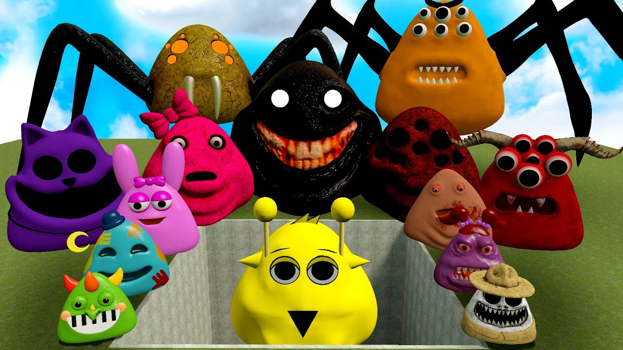 🕳️ALL NORMAL 3D POU BOU'S REVENGE Monsters VS SPRUNKI POU in BIG HOLE in Garry's Mod!!!
