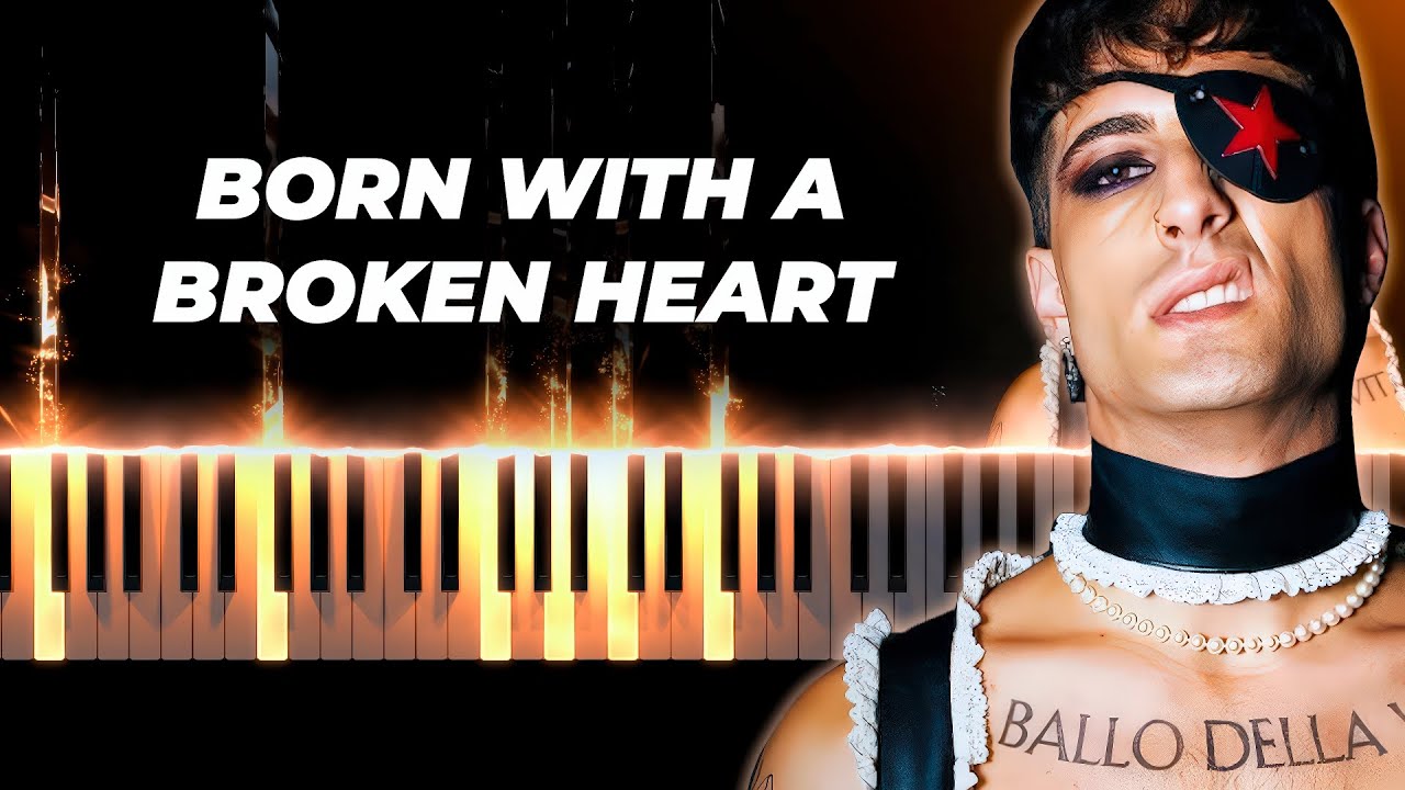 Damiano David - Born With a Broken Heart - piano karaoke instrumental cover lyrics