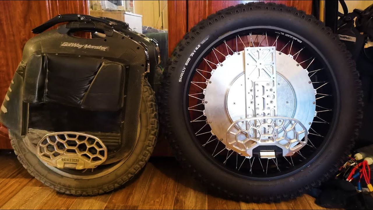 Monster electric unicycle with inside hub suspension