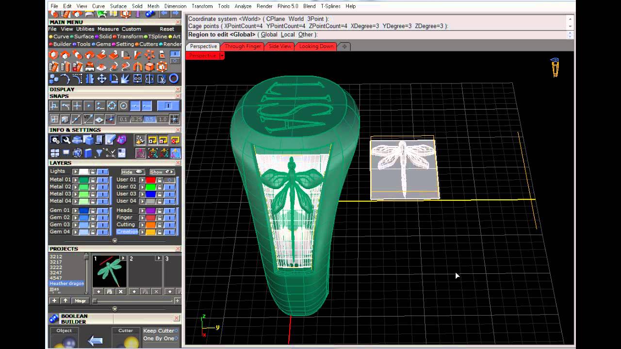 dragonfly rings with Gemvision Matrix tutorial rhino cad cam