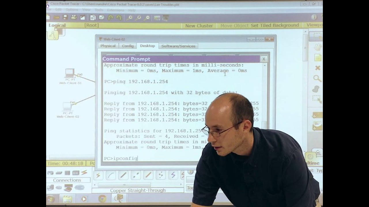 Методы устранения неполадок на уровнях 01 и 03 с использованием Packet Tracer