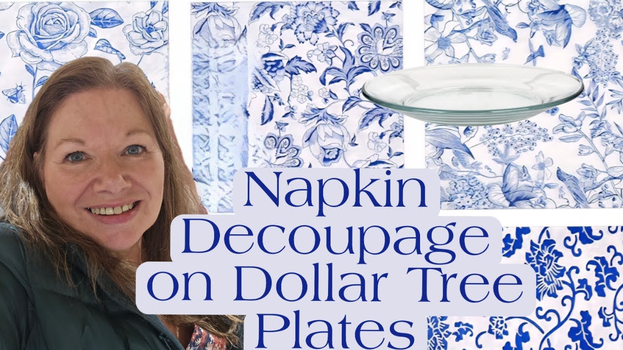 Napkin Decoupage on Dollar Tree Plates