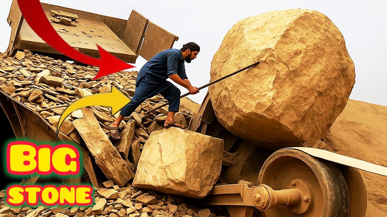 PLAYING with GIANT Rocks! ASMR Rock Quarry CRUSHING Operations - Primary Jaw Crusher in Action.