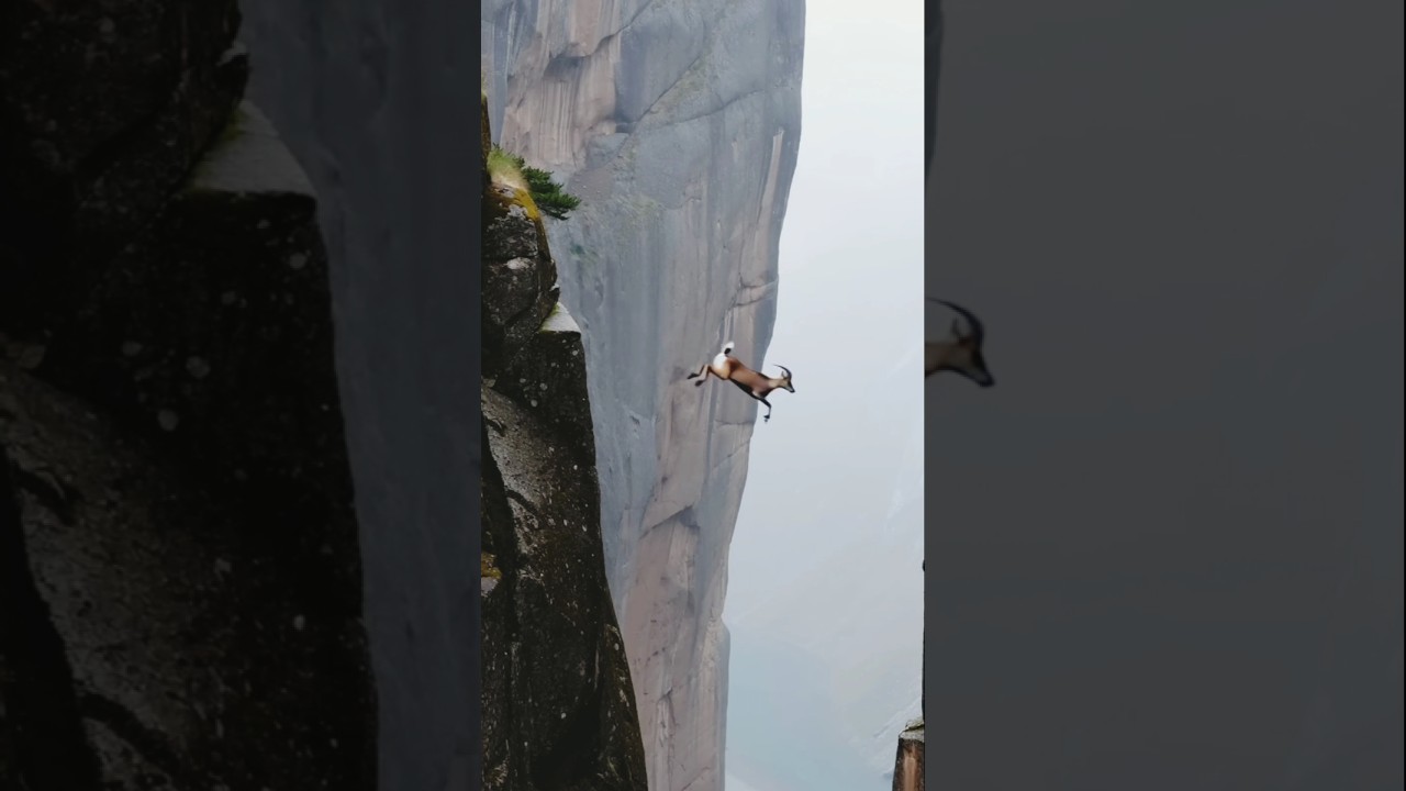Nature&rsquo;s Daredevil: Mountain Goat Leaps Across a Canyon with Perfect Precision 🐐/Peak Jumper