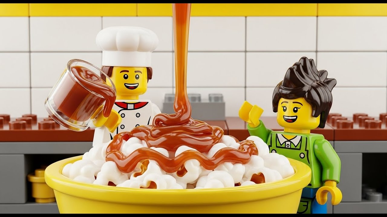 Real Caramel Drizzle On LEGO Popcorn ASMR 🍿🍯