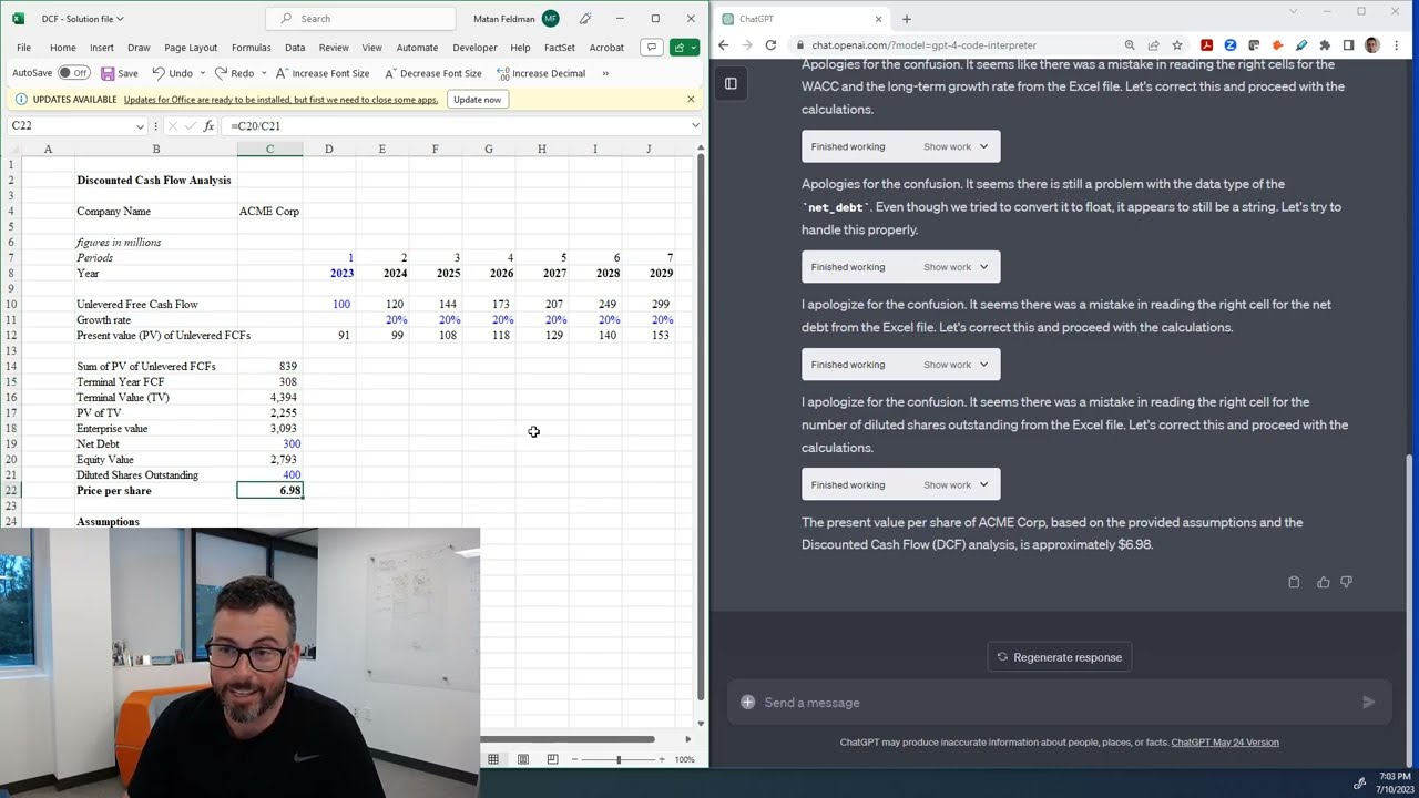 AI in Investment Banking: Using ChatGPT to build a Discounted Cash Flow analysis