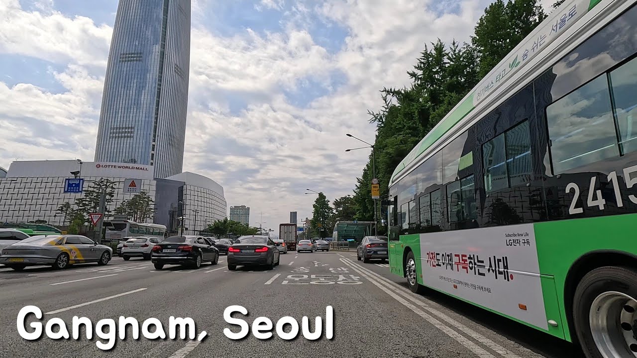 롯데월드타워에서 출발하는 서울 강남 드라이브 | Driving in Gangnam, Seoul departing from Lotte World Tower | 4K ASMR