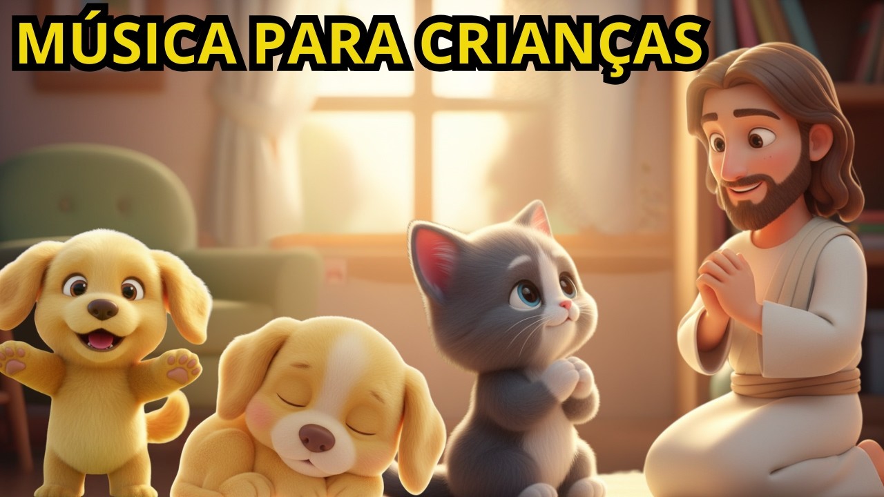 🐱🐶 O Gatinho Aprende a Orar 🙏 + O Cachorrinho que Confia em Deus 💛 | Músicas Cristãs Infantis Kids