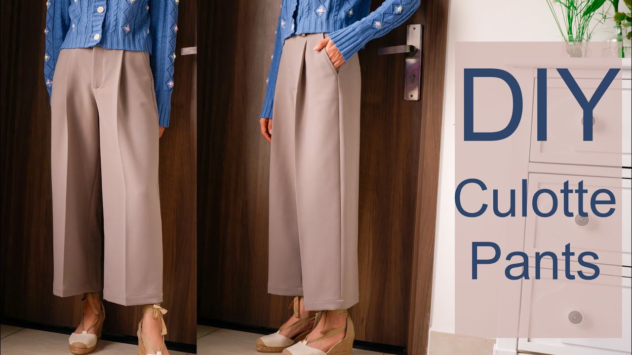 DIY Culotte pants | DIY High Waisted Front Pleated Culotte Pants | Culotte Tousers