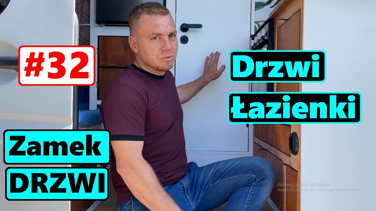 BUDOWA KAMPERA DiY 32 Drzwi do łazienki kamper van. Zamek drzwi. Drzwi prysznica kamper. Jak wykonać